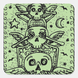 GOTHIC ZIE GEEN EVIL, CEMETERY SKELETON STICKERS F