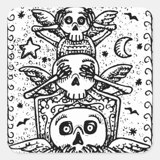 GOTHIC ZIE GEEN EVIL, CEMETERY SKELETON STICKERS S (Voorkant)