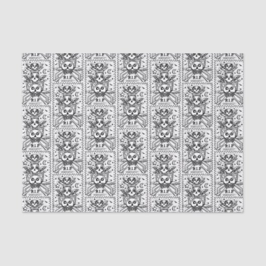 GOTHIC ZIE GEEN EVIL, CEMETERY SKELETON WEEFSUE PA TISSUEPAPIER (Voorkant)