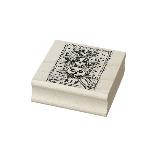 GOTHIC ZIEN GEEN KWAAD, BEGRAAFPLAATS SKELET RUBBE RUBBERSTEMPEL (Stempel)