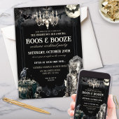 Gothic Zombie Apocolypse Boos & Booze Halloween Kaart