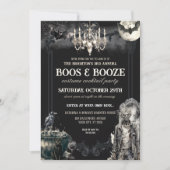 Gothic Zombie Apocolypse Boos & Booze Halloween Kaart (Voorkant)