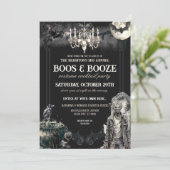 Gothic Zombie Apocolypse Boos & Booze Halloween Kaart (Staand voorkant)