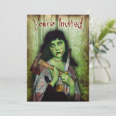 Gothic Zombie Girl Halloween Horror Kaart (Staand voorkant)