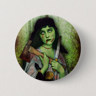Gothic Zombie Girl Halloween Horror Ronde Button 5,7 Cm