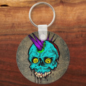 Gothic Zombie Punk Skull Sleutelhanger (Voorkant)