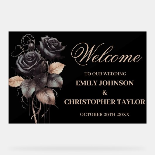 Gothic zwart acryl bruiloft teken acryl bord (Voorkant)