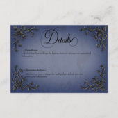 Gothic Zwart & Blauw Filigraan Hart Details Informatiekaartje (Voorkant)