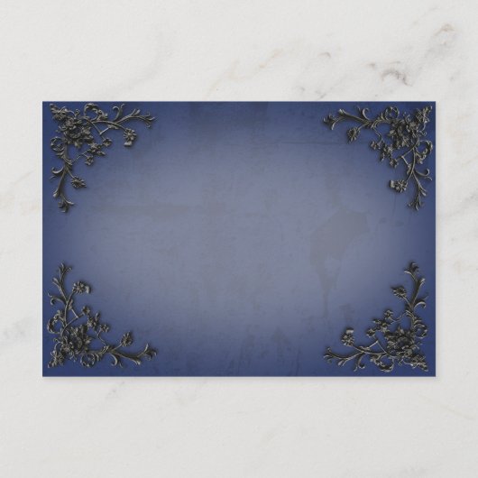 Gothic Zwart & Blauw Filigraan Hart Details Informatiekaartje (Achterkant)