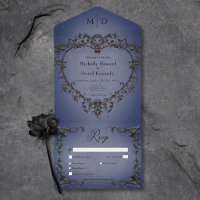 Gothic Zwart & Blauw Filigraan Hart Diner