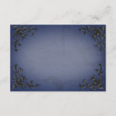Gothic Zwart & Blauw Filigraan Hart Receptie Informatiekaartje (Achterkant)