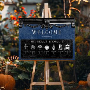 Gothic Zwart & Blauw Orde van Evenementen Huwelijk Poster