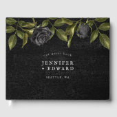 Gothic Zwart Bloem Bruiloft Gastenboek (Voorkant)