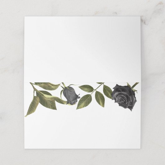 Gothic Zwart Bloem Bruiloft Voedsel Tent Plaatskaartje (Buitenkant ongevouwen)