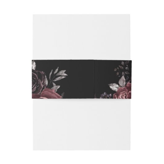 Gothic Zwart Bloemen Bruiloft Uitnodiging Belly Ba Uitnodigingen Wikkel (Achterkant Voorbeeld)