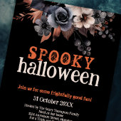 Gothic Zwart Bloemen Spooky Halloween Party Kaart