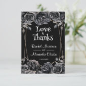 Gothic zwart bloemenhalloween bruiloft dank u bedankkaart (Staand voorkant)