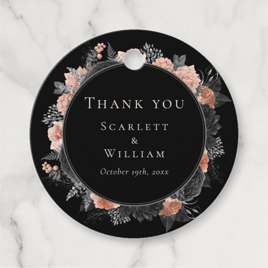 Gothic  zwart blush bruiloft dank u bedankjes labels (Voorkant)