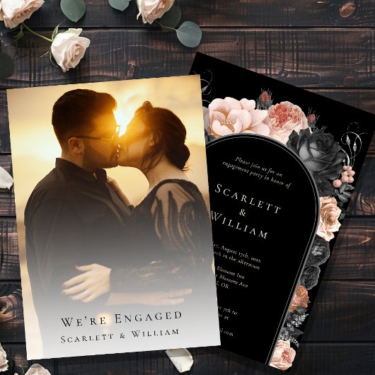 Gothic  zwart blush foto We zijn verloofd Kaart