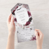 Gothic Zwart & Bourgogne Halloween Hexagon Diner All In One Uitnodiging (Afscheurbaar)