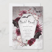 Gothic Zwart & Bourgogne Spooky Bridal Brunch Kaart (Voorkant)