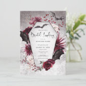 Gothic Zwart & Bourgogne Spooky Bridal Luncheon Kaart (Staand voorkant)