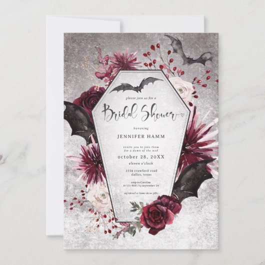 Gothic Zwart & Bourgogne Spooky Vrijgezellenfeest Kaart (Voorkant)