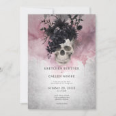 Gothic Zwart & Bourgondische schedel Spider & Bat Kaart (Voorkant)