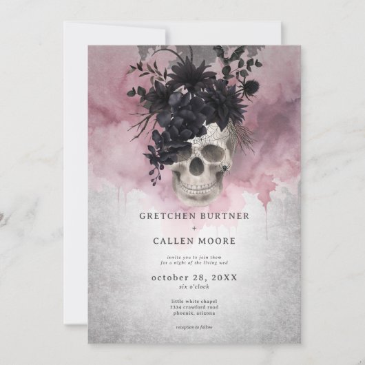 Gothic Zwart & Bourgondische schedel Spider & Bat  Kaart (Voorkant)