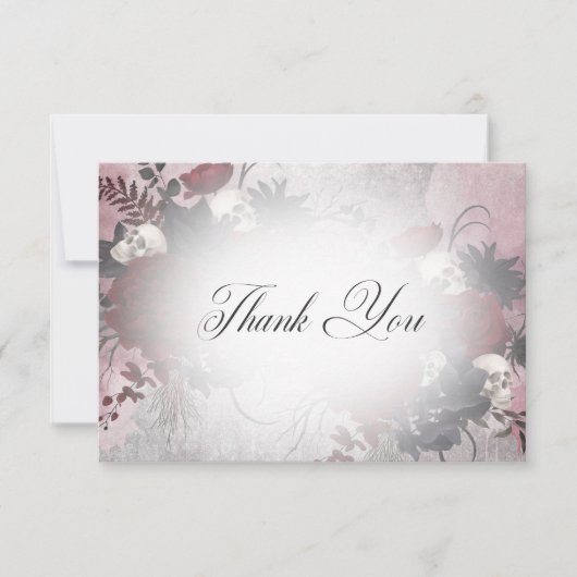 Gothic Zwart & Bourgondische schedel & Spin Bruilo Bedankkaart (Voorkant)