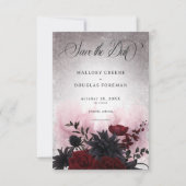 Gothic Zwart & Bourgondische schedel & Spin Bruilo Save The Date (Voorkant)