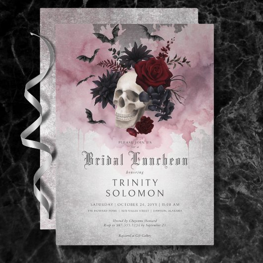 Gothic Zwart & Bourgondische schedel & vleermuizen Kaart