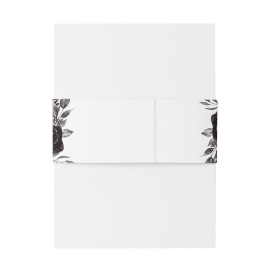 Gothic Zwart Donker Bloemen Uitnodiging Belly Band Uitnodigingen Wikkel (Achterkant Voorbeeld)