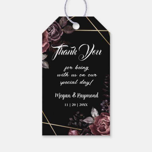 Gothic zwart donker bloemenbruiloft gunst cadeau L Cadeaulabel (Voorkant)