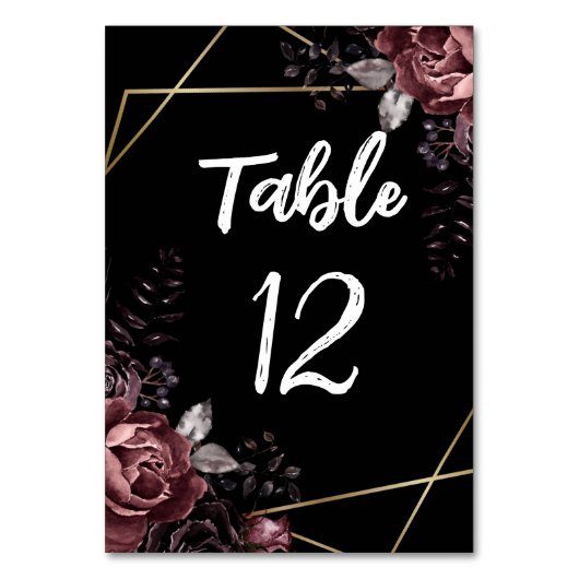 Gothic Zwart Donkere Bloemen Geometrische Bruiloft Kaart (Achterkant)