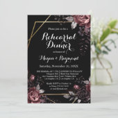 Gothic Zwart Donkere Bloemen Repetitie Diner Kaart (Staand voorkant)