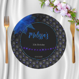 Gothic Zwart en Blauw Verjaardag Papieren Bordje