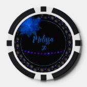 Gothic Zwart en Blauw Verjaardag Poker Chips (Voorkant)