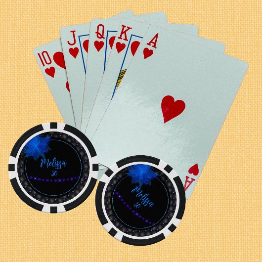 Gothic Zwart en Blauw Verjaardag Poker Chips