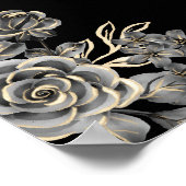 Gothic zwart en goud bloemenbruiloft welkomstbord poster (Hoek)