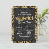 Gothic zwart en goud Halloween Party Kaart (Staand voorkant)