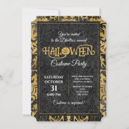 Gothic zwart en goud Halloween Party Kaart