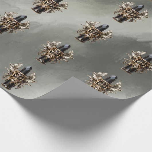 Gothic zwart en goud lippenstift cadeaupapier (Hoek)