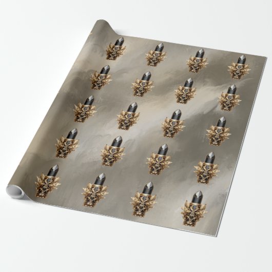 Gothic zwart en goud lippenstift cadeaupapier (Uitgerold)