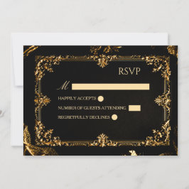 Gothic Zwart en Goud RSVP Kaart