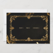 Gothic Zwart en Goud RSVP Kaart (Achterkant)