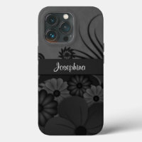 Gothic Zwart en Grijs Hibiscus Bloemen
