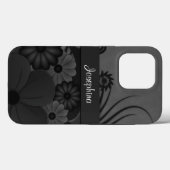 Gothic Zwart en Grijs Hibiscus Bloemen Case-Mate iPhone Case (Achterkant (horizontaal))