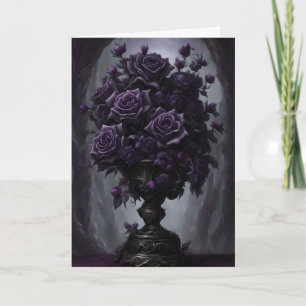 Gothic Zwart en Paarse Rose Boeket Verjaardag Kaart