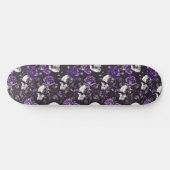 Gothic Zwart en Paarse Skulls Rozen Skateboard (Horizontaal)